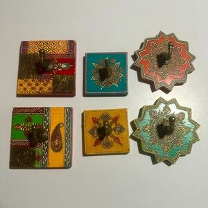 Set of 6 Bohemian Wall Hooks Boho